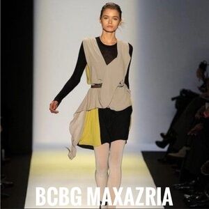 BNWT BCBGMaxAzria Women's Gray and Yellow Dress size S